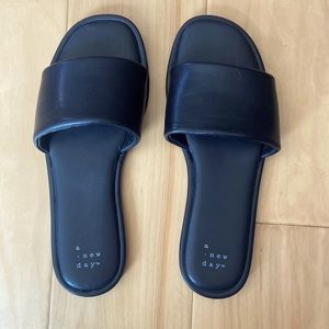 Women’s Lulu Slide Sandals - A New Day - Black Size 6